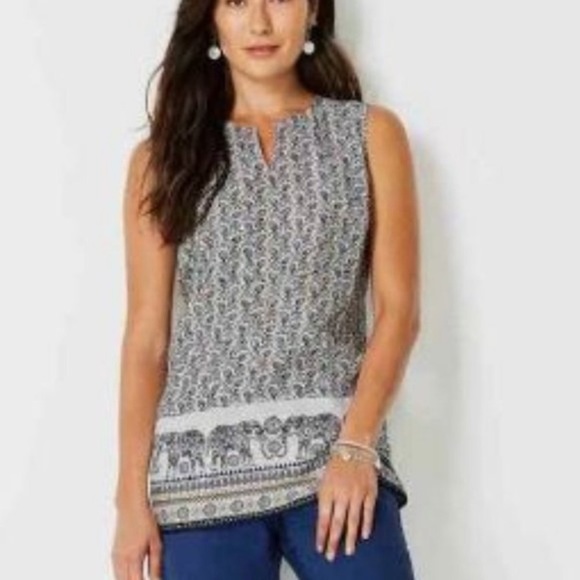 J. Jill Tops - J.Jill Love Linen Sleeveless Pullover Tunic Top w/Pockets Elephant Print